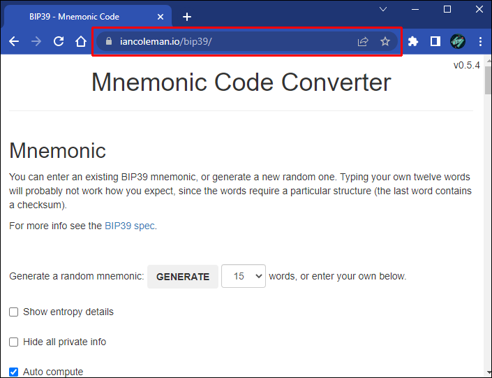 Mnemonic Code Converter